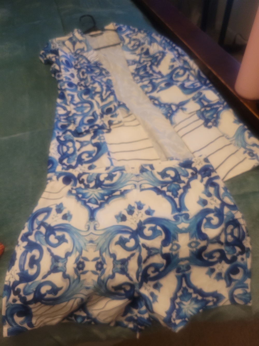 Blue & White Printed One-Piece Romper